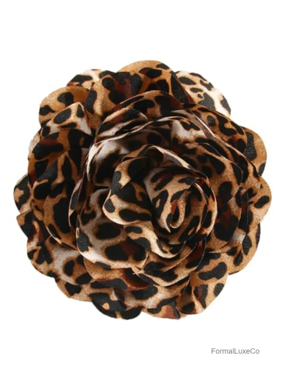Leopard Print Flower Brooch Pin for Women – Stainless Steel Clasp, Oversized